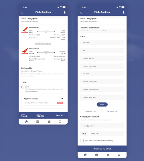 Thiết kế app đặt vé máy bay - giaidieu.com